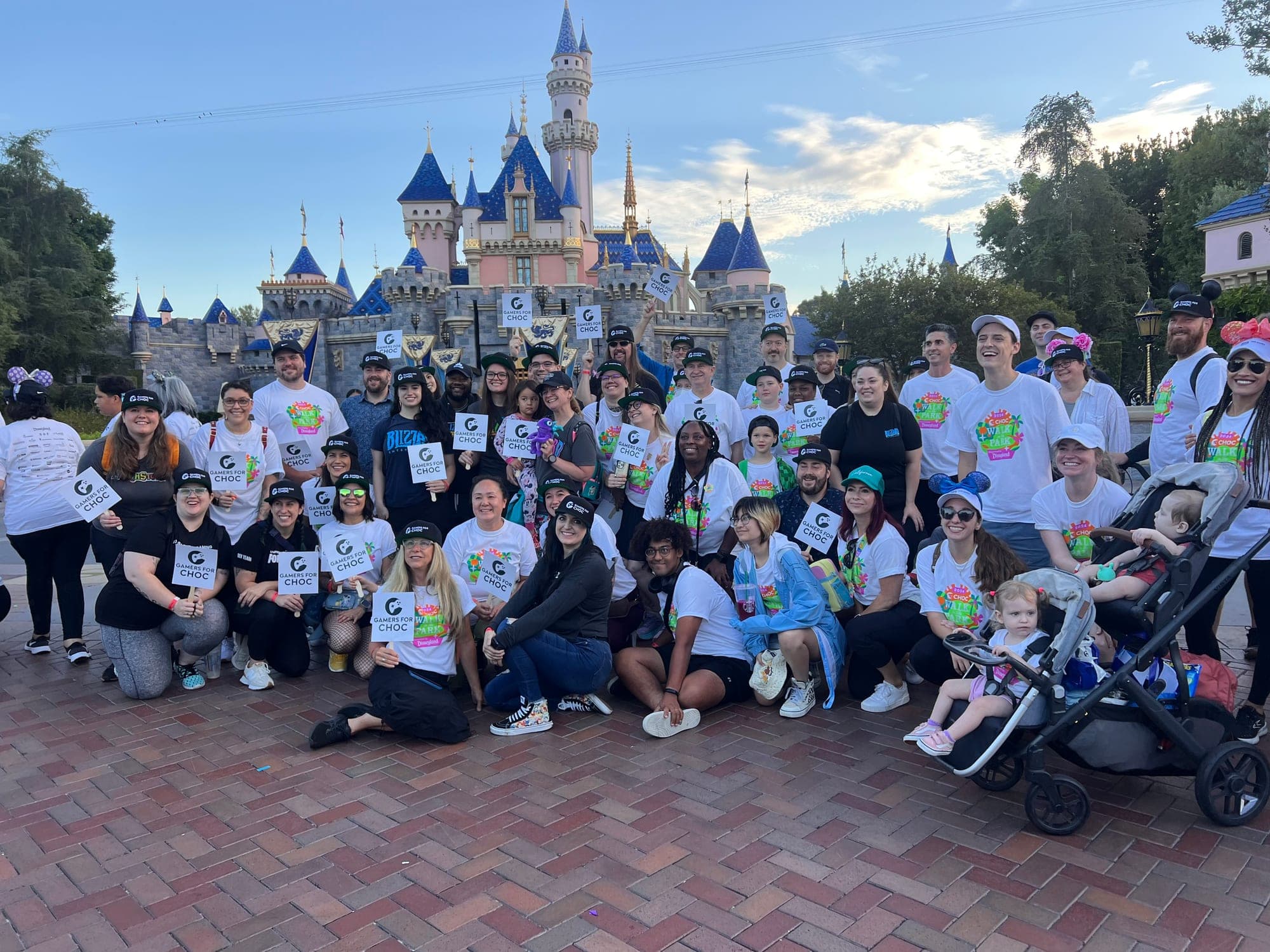 The Gamers for CHOC community in front of the castle at the Disneyland Resort