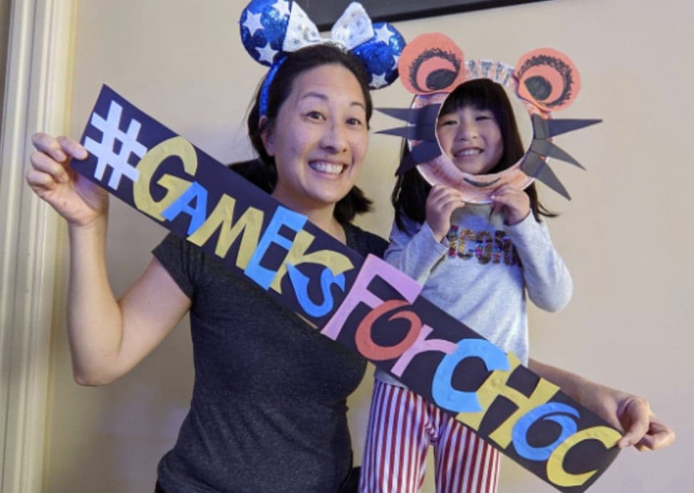 Walkers in Mickey ears with #GamersForCHOC letters
